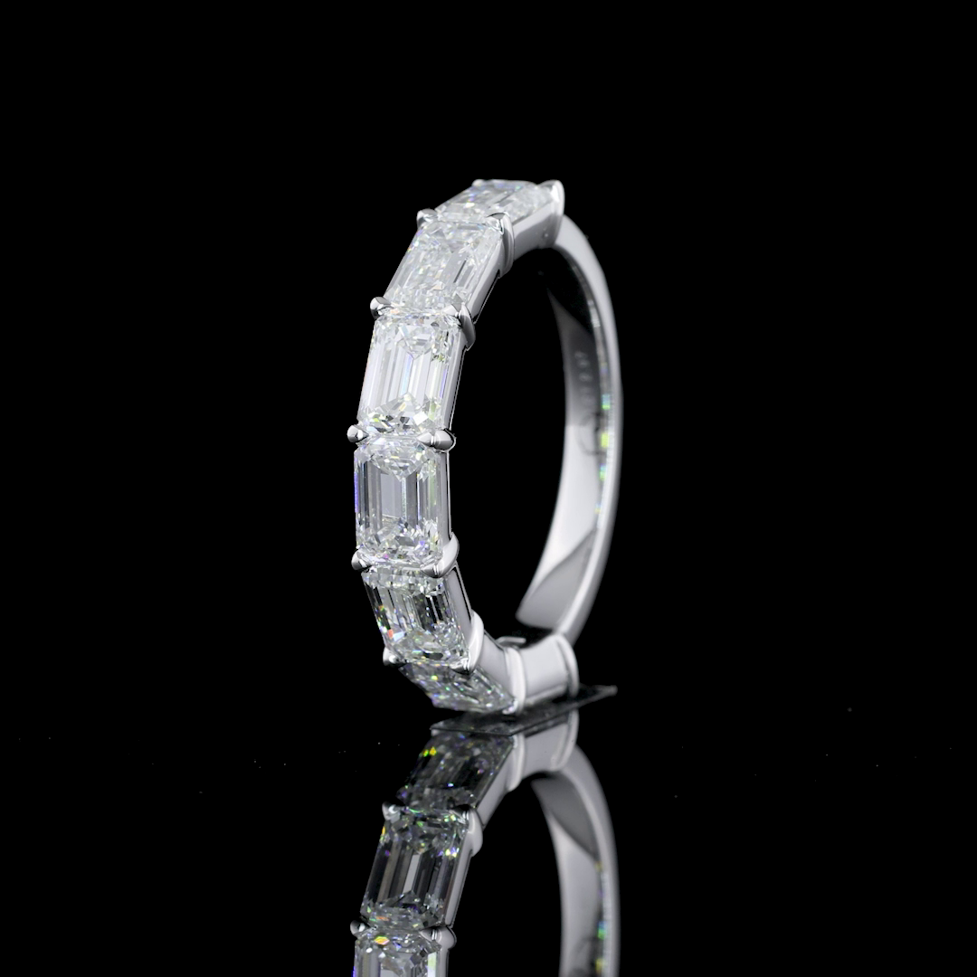 2.41 CTTW Emerald Lab Diamond Half Eternity Eternity Band (F Color and VS1 Clarity)