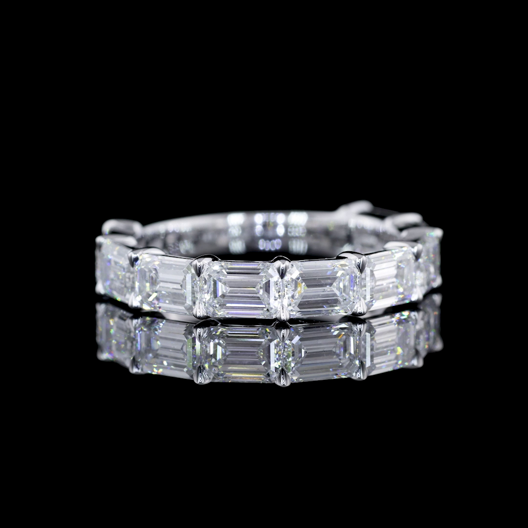 3.00 CTTW Emerald Lab Diamond 3/4 Eternity Band Sz. 6 14k White Gold D Color and VS1 Clarity jewelry-spot-usa