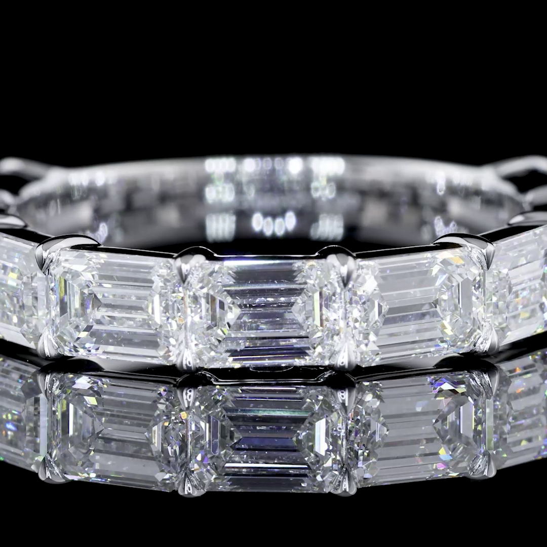 3.00 CTTW Emerald Lab Diamond 3/4 Eternity Band Sz. 6 14k White Gold D Color and VS1 Clarity jewelry-spot-usa
