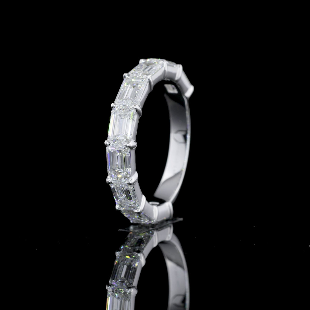 3.00 CTTW Emerald Lab Diamond 3/4 Eternity Band Sz. 6 14k White Gold D Color and VS1 Clarity jewelry-spot-usa