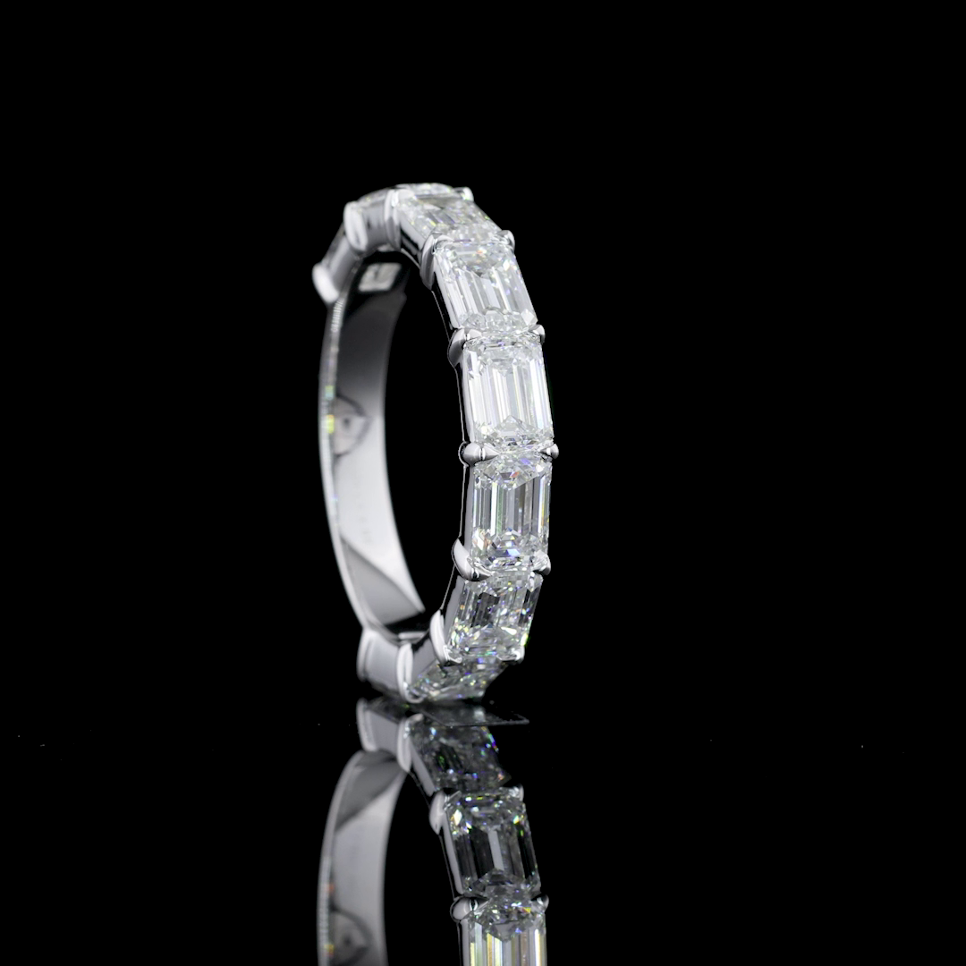 3.00 CTTW Emerald Lab Diamond 3/4 Eternity Band Sz. 6 14k White Gold D Color and VS1 Clarity jewelry-spot-usa