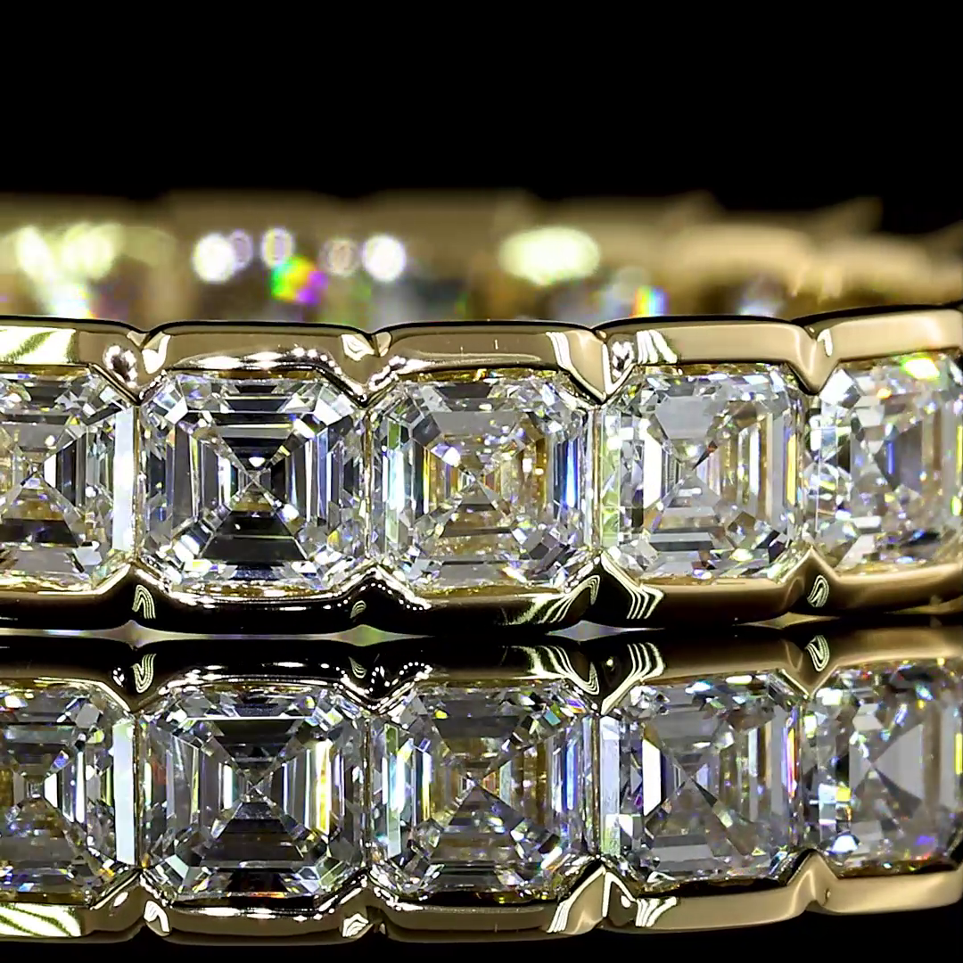 2.07 CTTW Asscher Lab Diamond Full Eternity Sz. 5.75 14k Yellow Gold E Color and VS Clarity jewelry-spot-usa