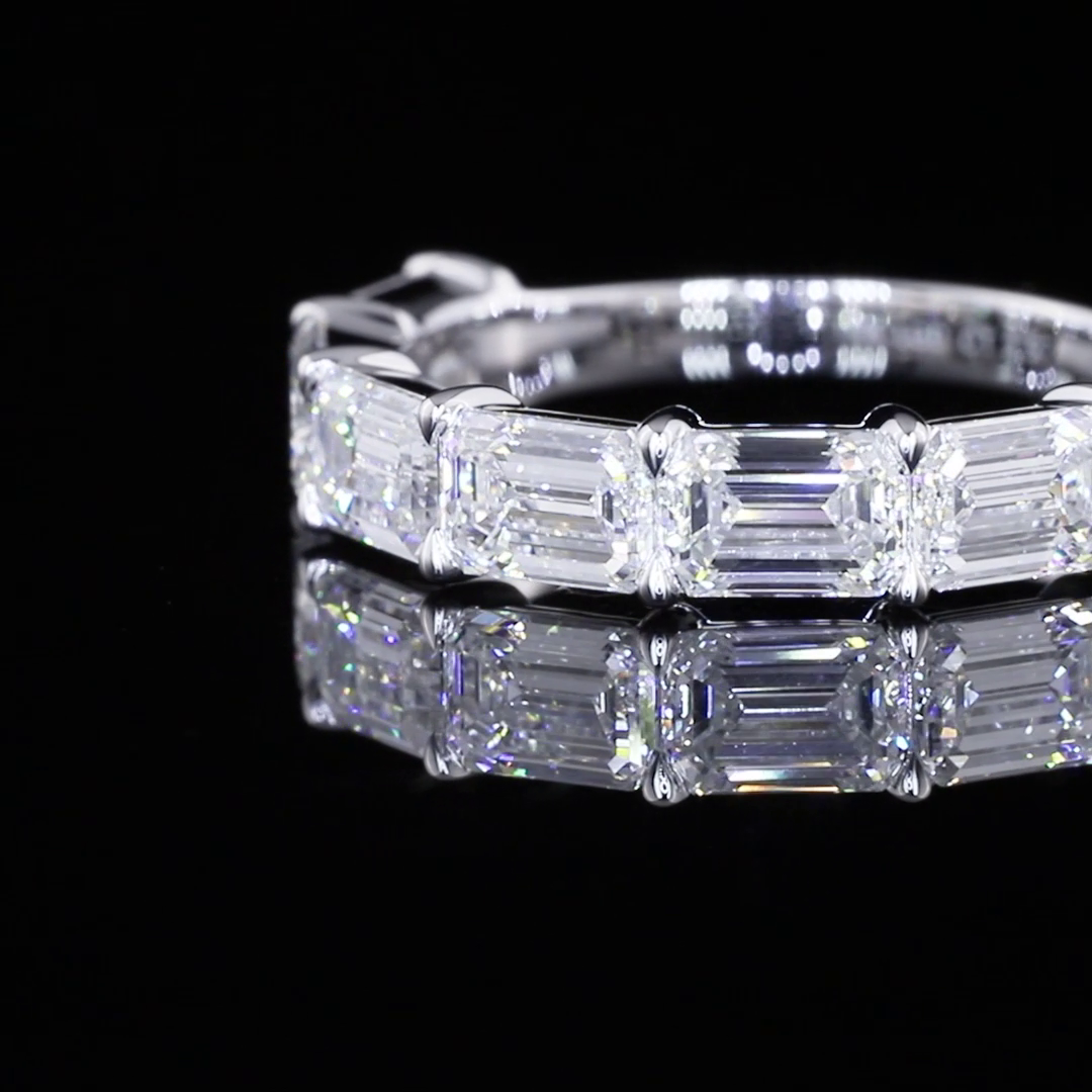2.97 CTTW Emerald Lab Diamond Half Eternity Eternity Band Sz. 6 14k White Gold E Color and VS2 Clarity jewelry-spot-usa