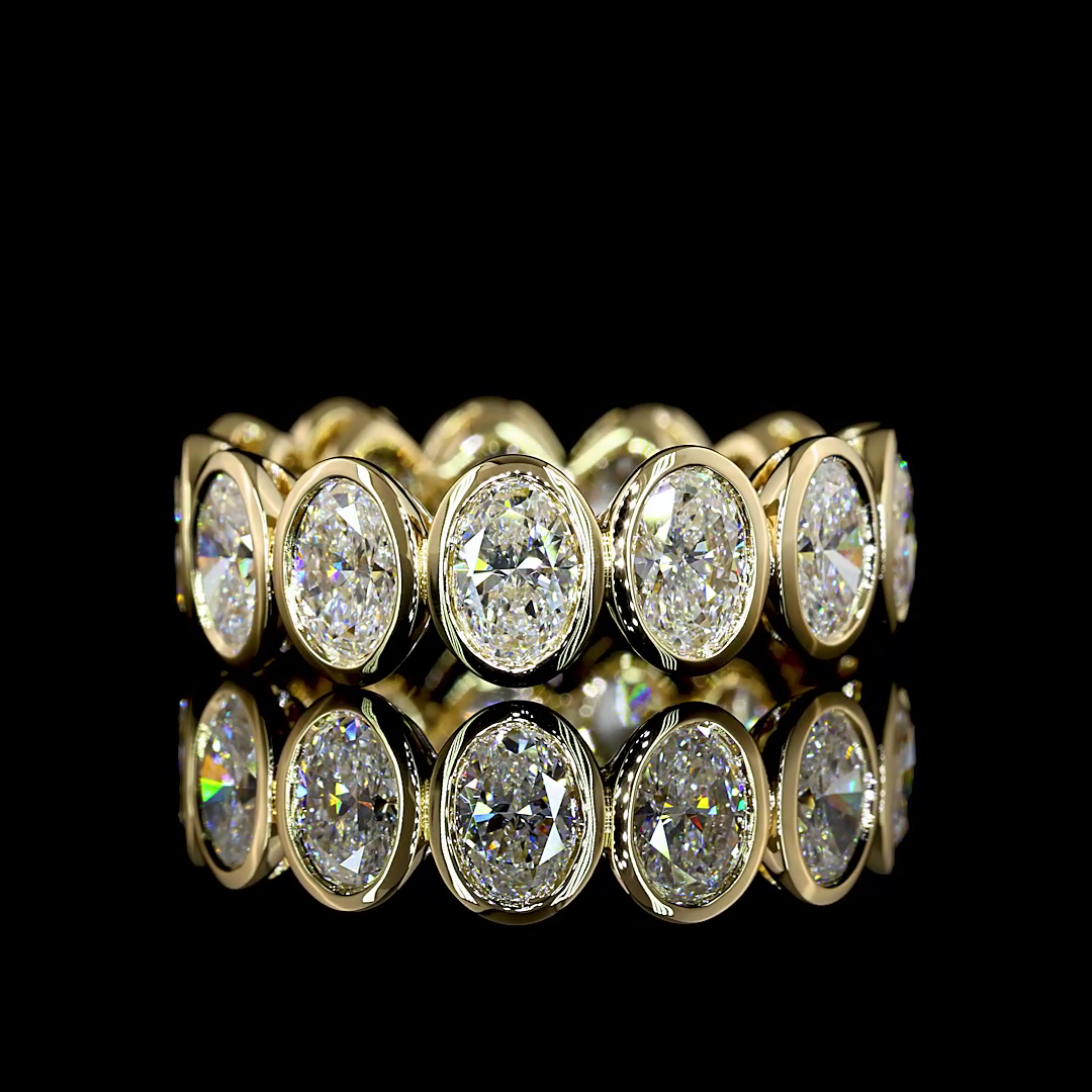 4.36 CTTW Oval Lab Diamond Full Eternity Sz. 6.5 14k Yellow Gold (E Color and VS Clarity)