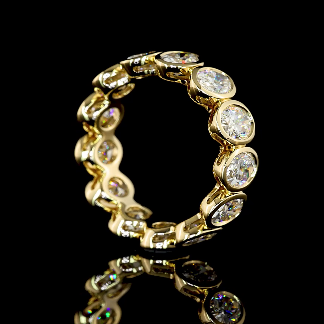 4.36 CTTW Oval Lab Diamond Full Eternity Sz. 6.5 14k Yellow Gold (E Color and VS Clarity)