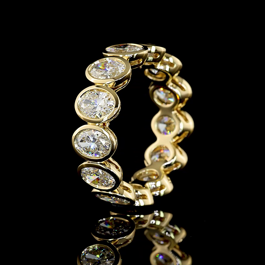 4.36 CTTW Oval Lab Diamond Full Eternity Sz. 6.5 14k Yellow Gold (E Color and VS Clarity)