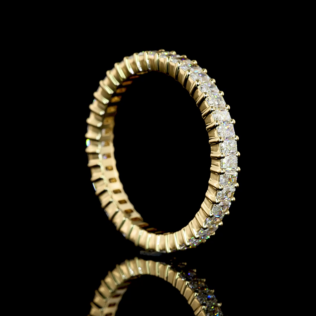 1.78 CTTW Radiant Lab Diamond Full Eternity Sz. 8.75 14k Yellow Gold (E Color and VS Clarity)