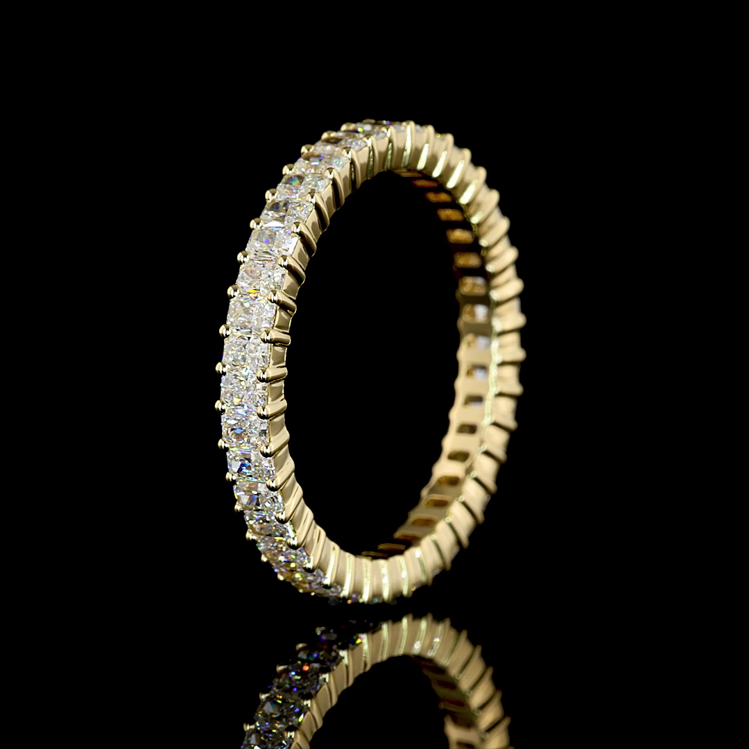 1.78 CTTW Radiant Lab Diamond Full Eternity Sz. 8.75 14k Yellow Gold (E Color and VS Clarity)