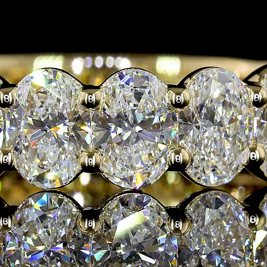 2.60 CTTW Oval Lab Diamond 3/4 Eternity Band Sz. 6.5 14k Yellow Gold (E Color and VS Clarity)