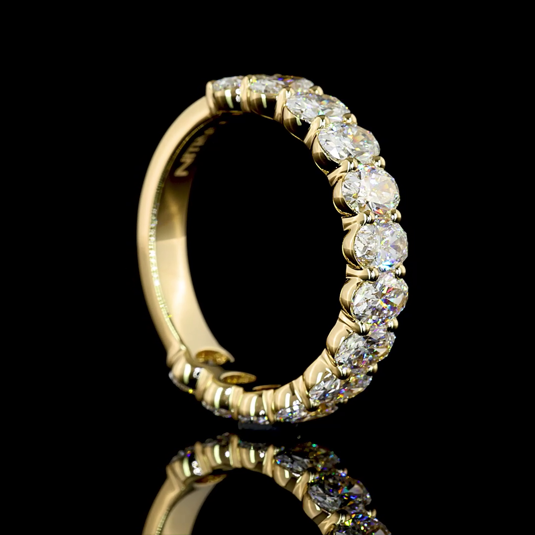 2.60 CTTW Oval Lab Diamond 3/4 Eternity Band Sz. 6.5 14k Yellow Gold (E Color and VS Clarity)
