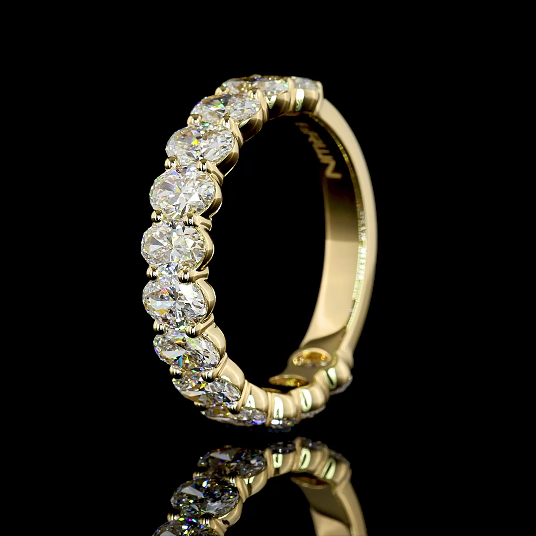 2.60 CTTW Oval Lab Diamond 3/4 Eternity Band Sz. 6.5 14k Yellow Gold (E Color and VS Clarity)