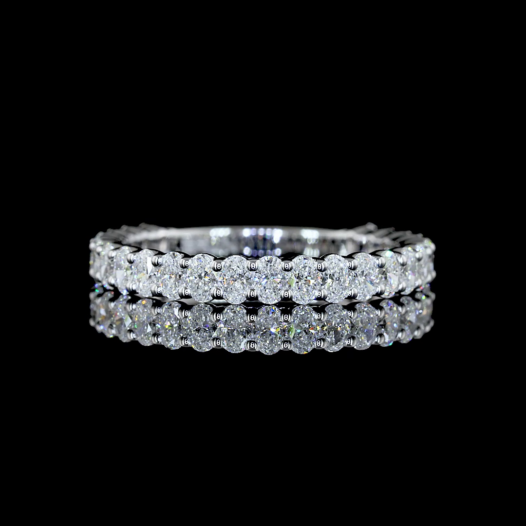 1.10 CTTW Oval Lab Diamond 3/4 Eternity Band Sz. 6.5 14k White Gold (E Color and VS1 Clarity)