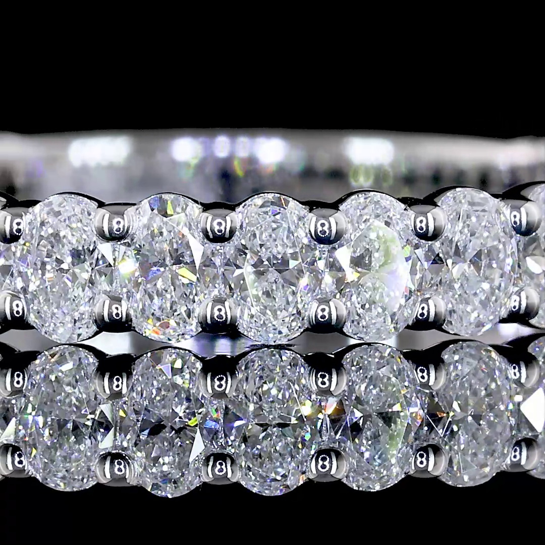 1.10 CTTW Oval Lab Diamond 3/4 Eternity Band Sz. 6.5 14k White Gold (E Color and VS1 Clarity)