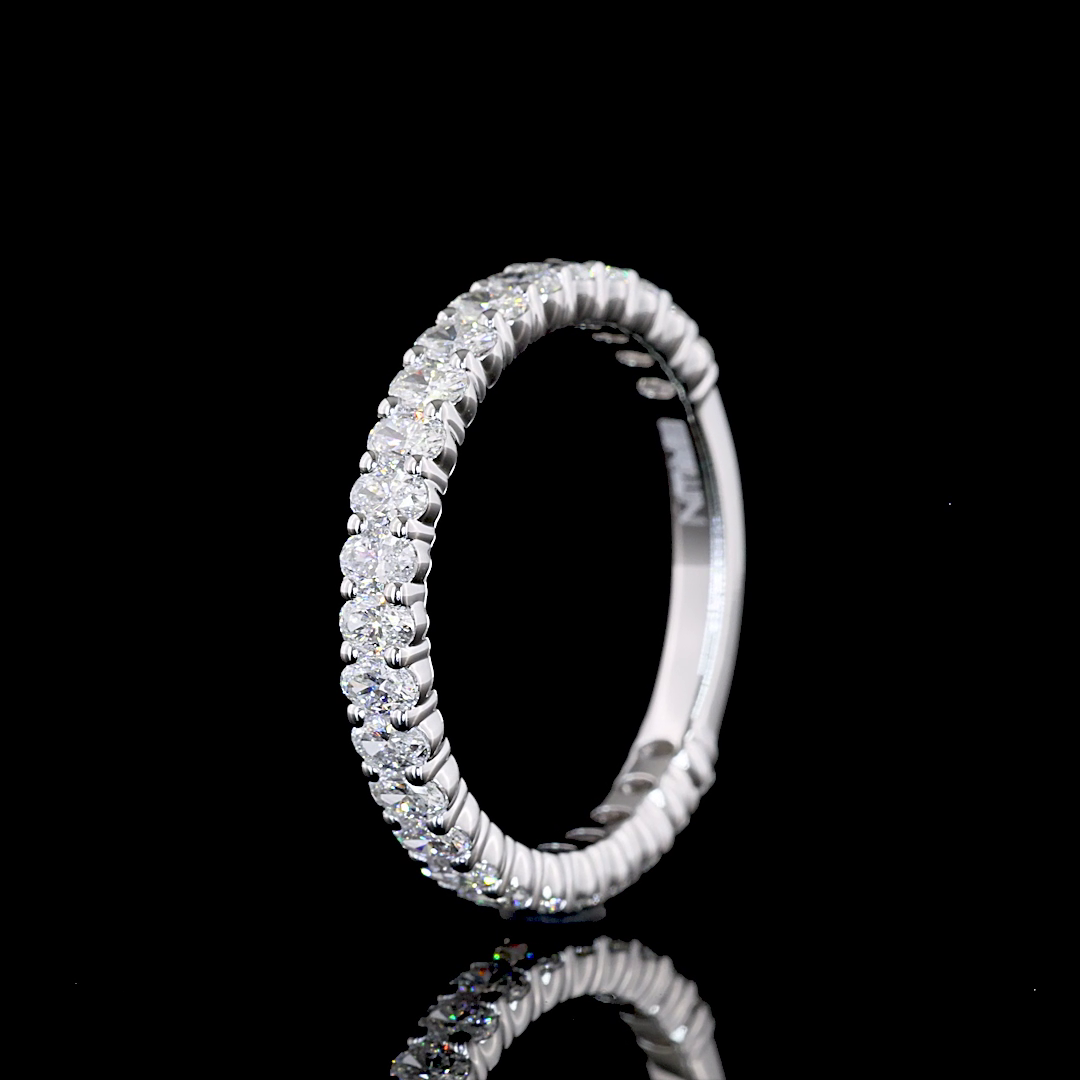 1.10 CTTW Oval Lab Diamond 3/4 Eternity Band Sz. 6.5 14k White Gold (E Color and VS1 Clarity)