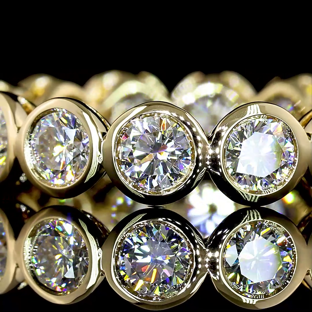 1.86 CTTW Round Lab Diamond Full Eternity Sz. 4.75 14k Yellow Gold (E Color and VS Clarity)