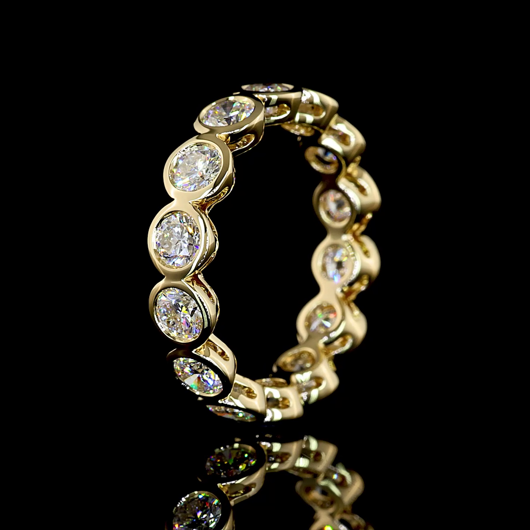 1.86 CTTW Round Lab Diamond Full Eternity Sz. 4.75 14k Yellow Gold (E Color and VS Clarity)