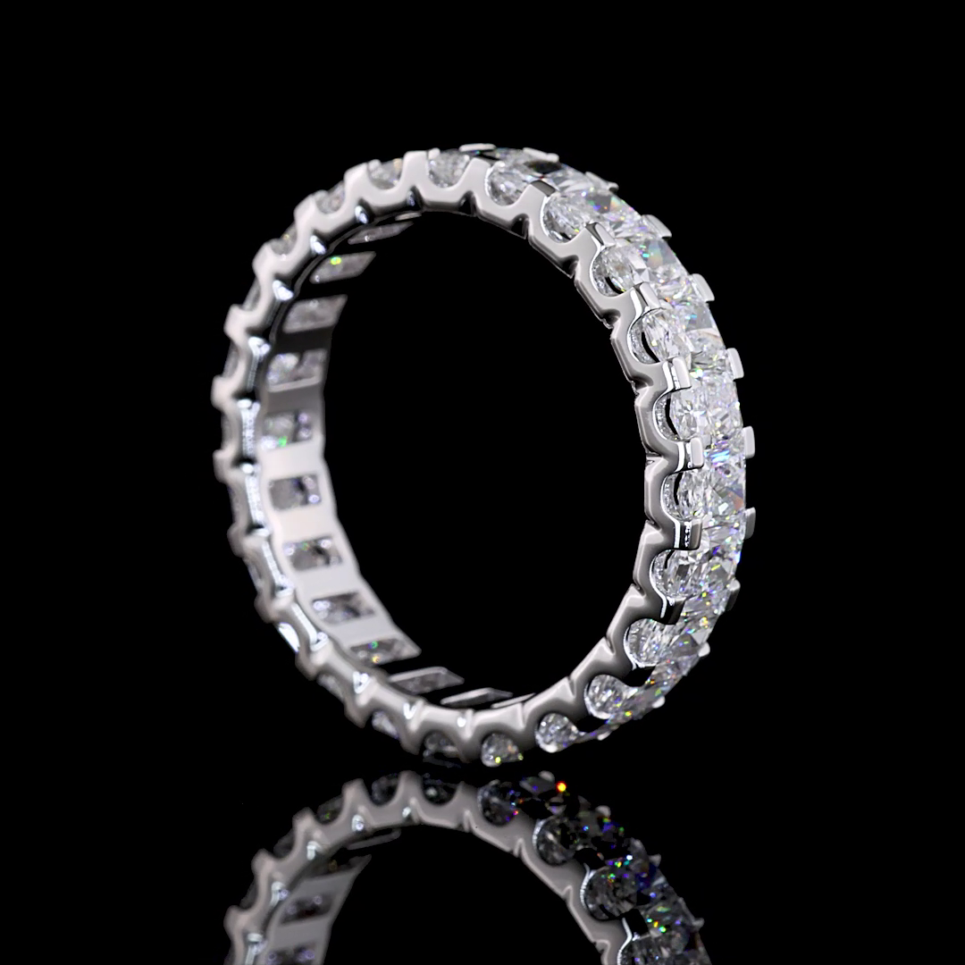 2.65 CTTW Radiant Lab Diamond Full Eternity Sz. 5.5 14k White Gold (E Color and VS Clarity)