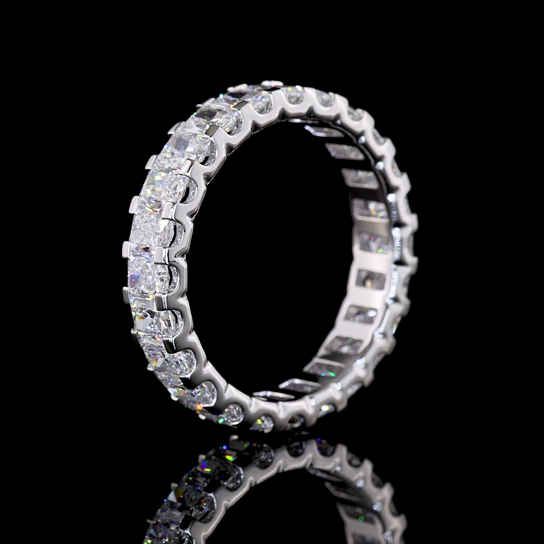 2.65 CTTW Radiant Lab Diamond Full Eternity Sz. 5.5 14k White Gold (E Color and VS Clarity)