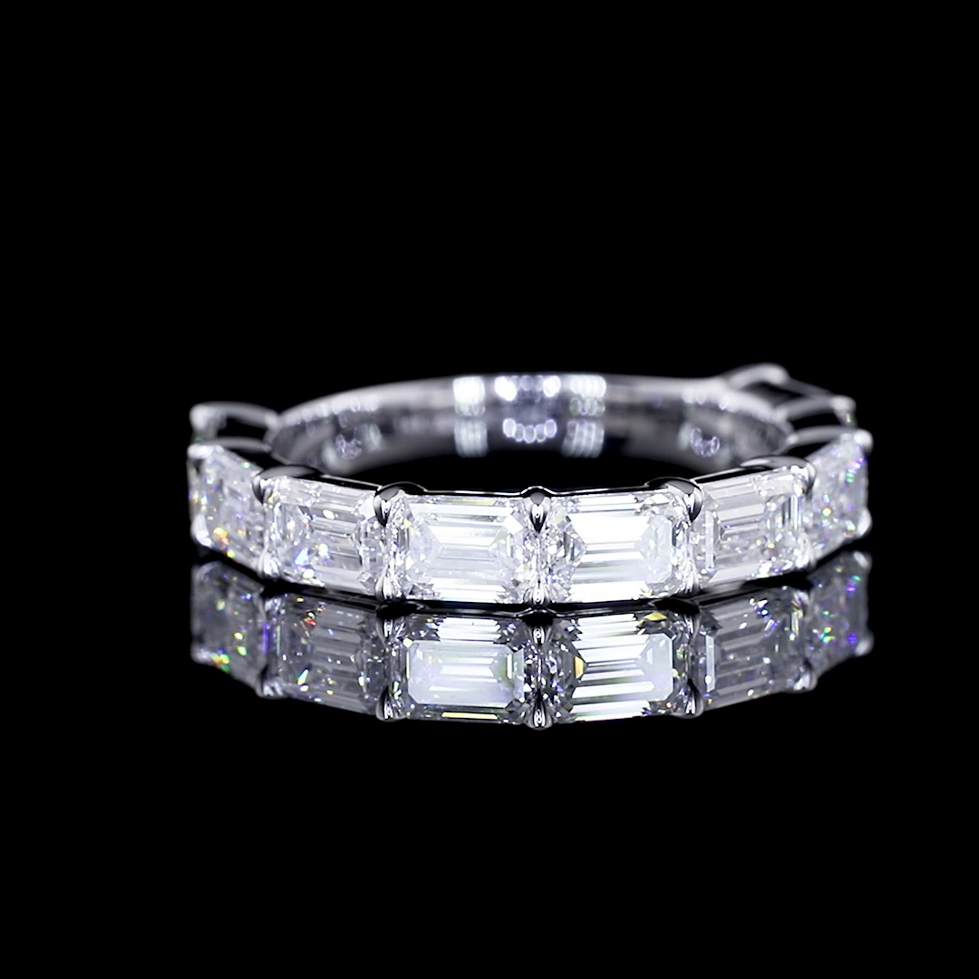 2.85 CTTW Emerald Lab Diamond Half Eternity Eternity Band Sz. 6 14k White Gold (E Color and VVS2 Clarity)