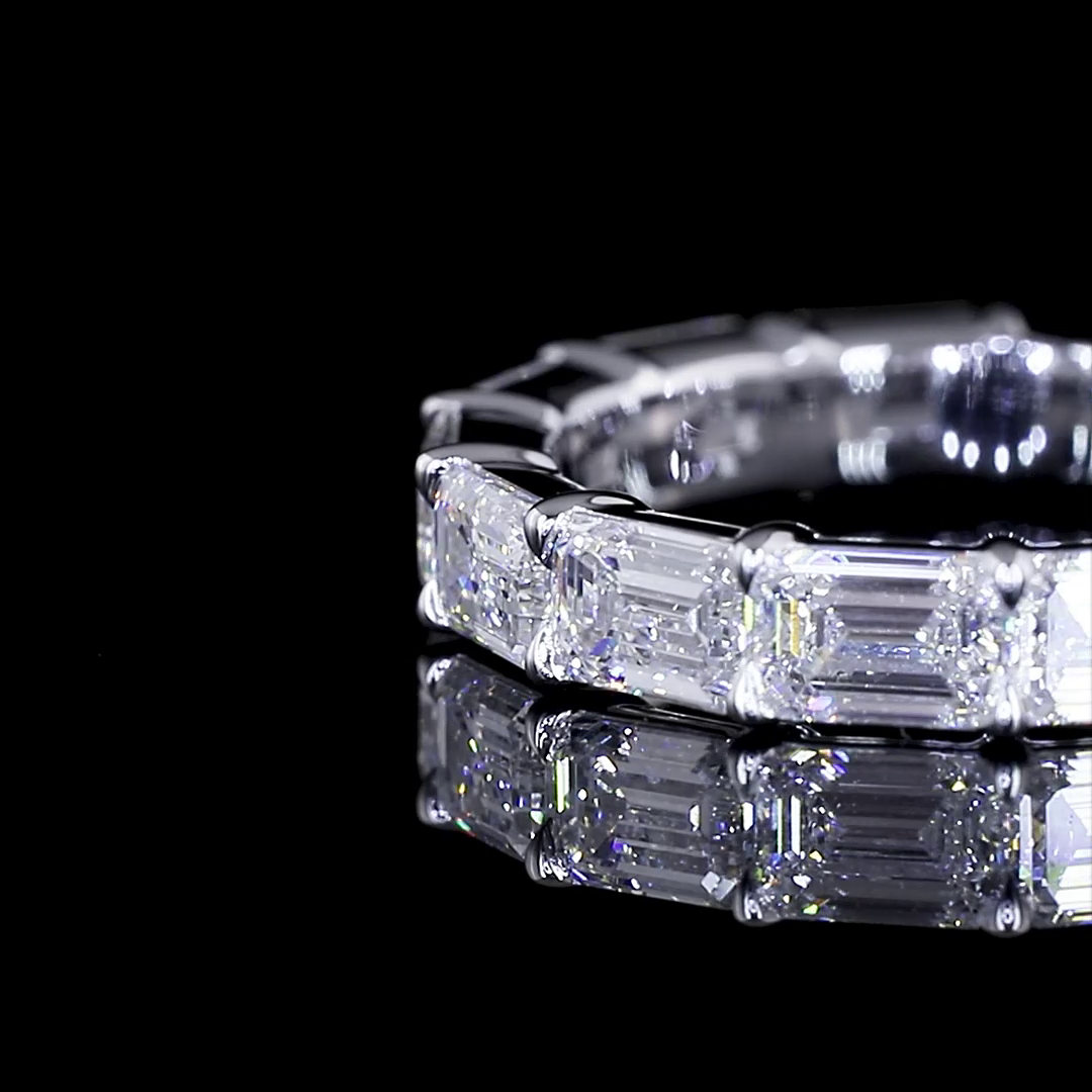 2.85 CTTW Emerald Lab Diamond Half Eternity Eternity Band Sz. 6 14k White Gold (E Color and VVS2 Clarity)