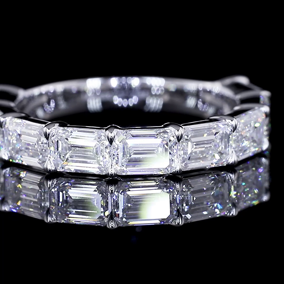 2.85 CTTW Emerald Lab Diamond Half Eternity Eternity Band Sz. 6 14k White Gold (E Color and VVS2 Clarity)