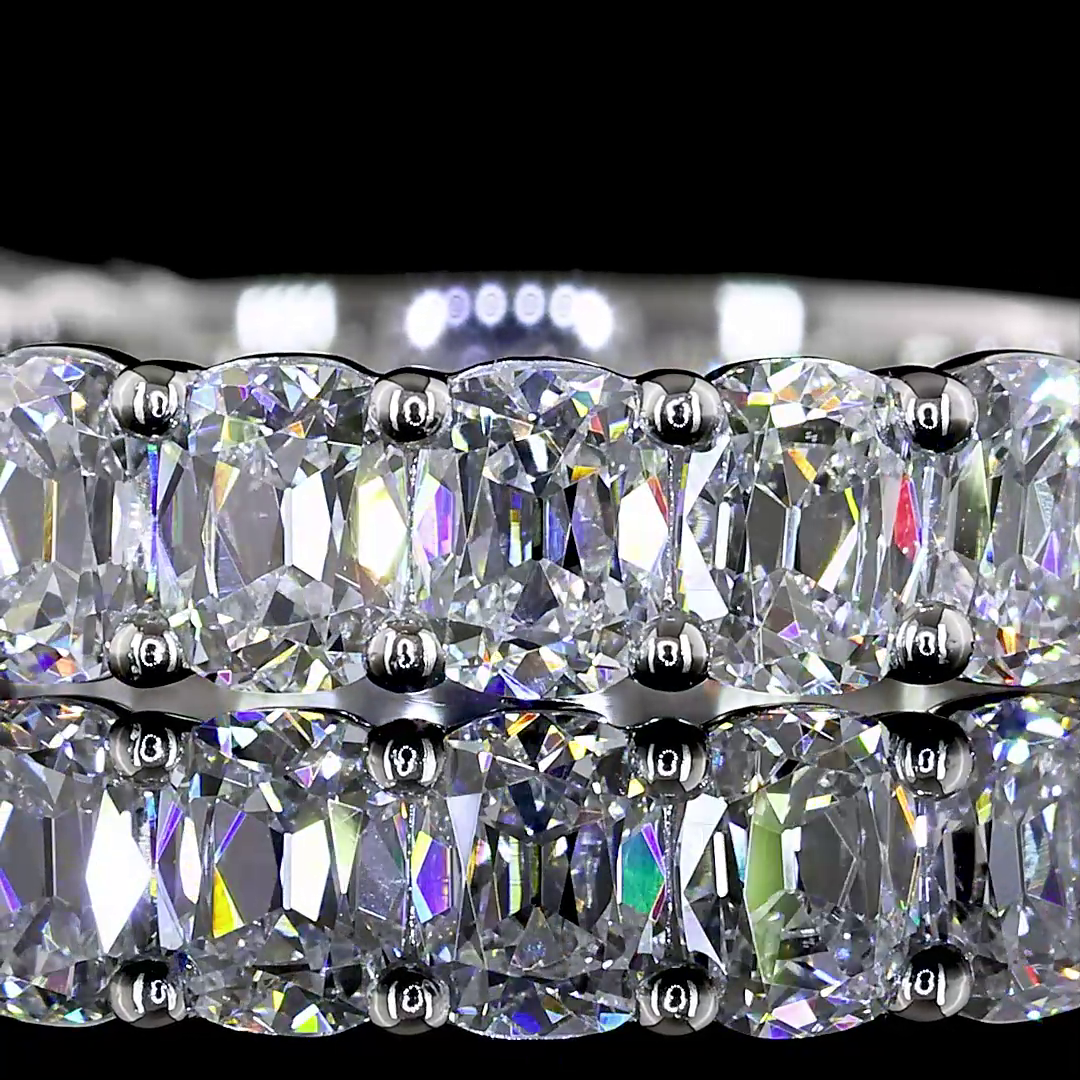 1.76 CTTW Antique Cushion Lab Diamond 3/4 Eternity Band Sz. 4.25 Platinum E Color and VS Clarity jewelry-spot-usa