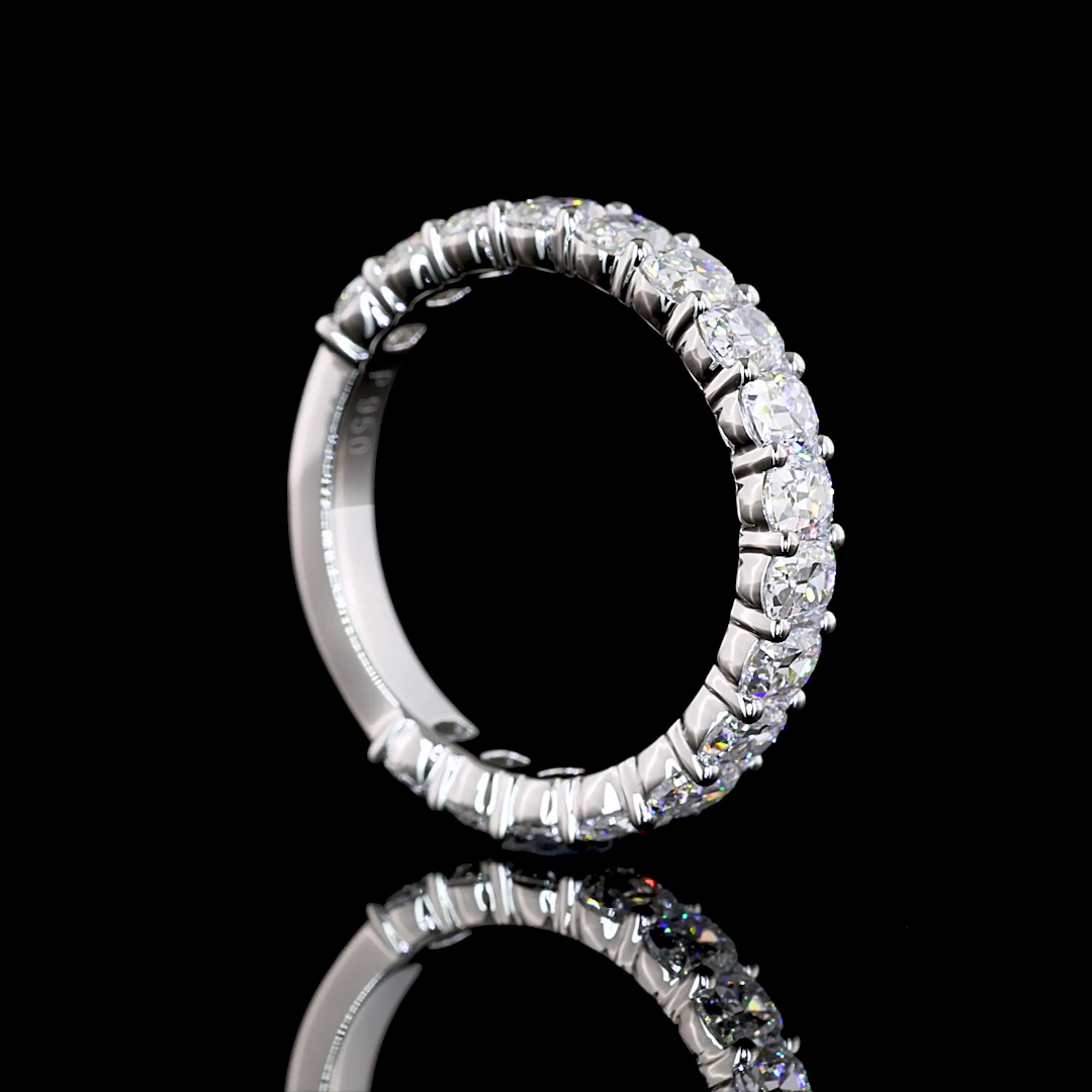 1.76 CTTW Antique Cushion Lab Diamond 3/4 Eternity Band Sz. 4.25 Platinum E Color and VS Clarity jewelry-spot-usa