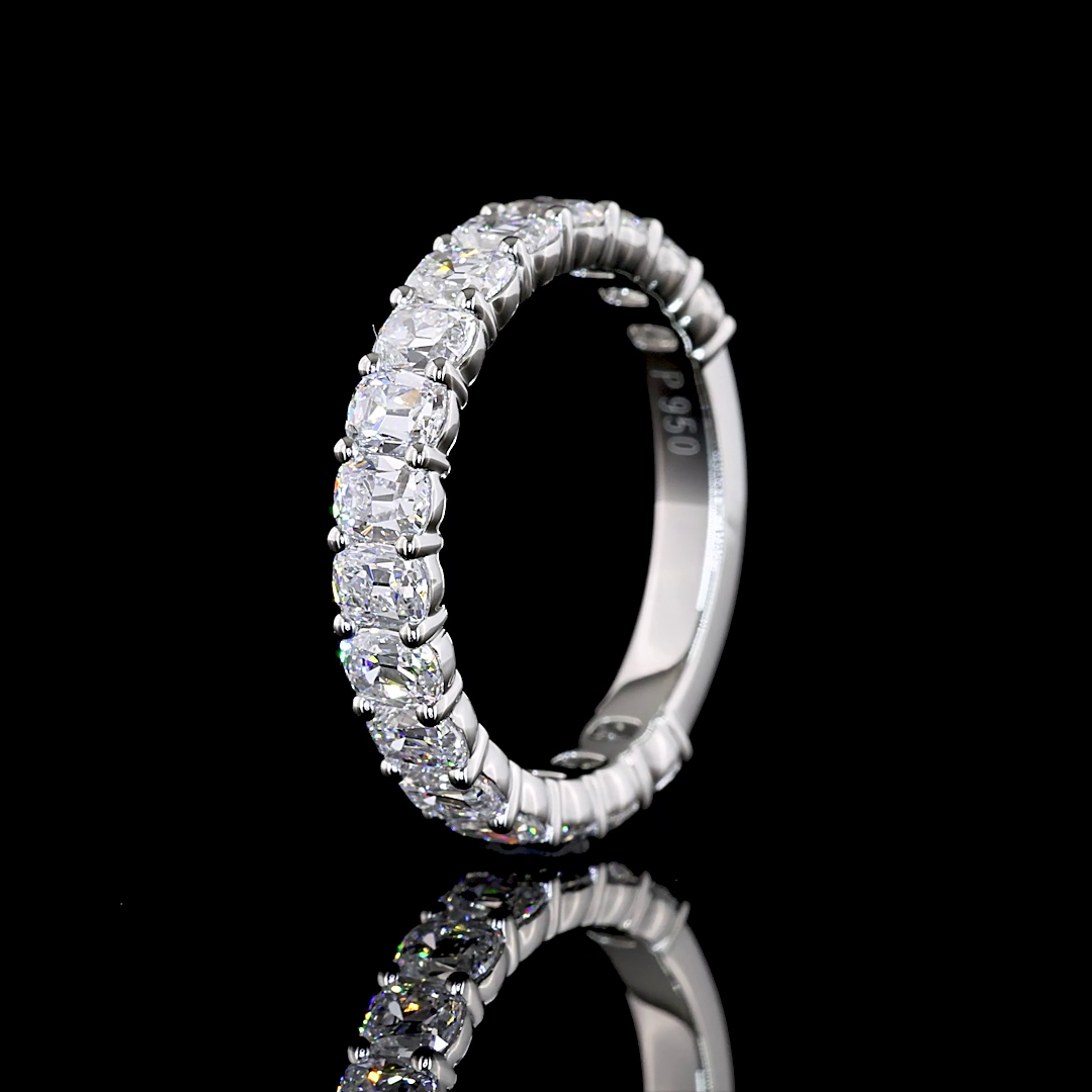 1.76 CTTW Antique Cushion Lab Diamond 3/4 Eternity Band Sz. 4.25 Platinum E Color and VS Clarity jewelry-spot-usa