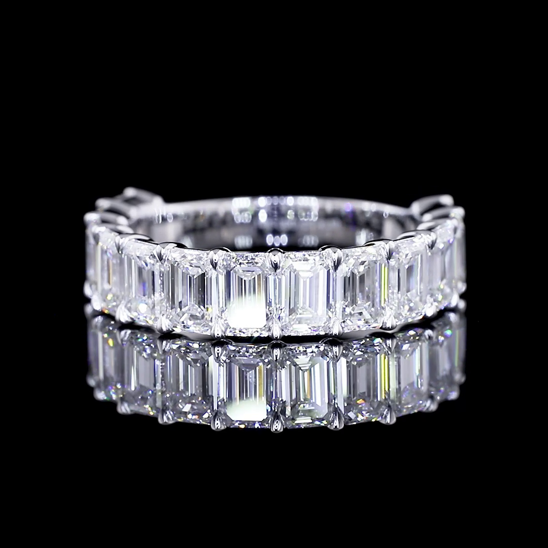 4.10 CTTW Emerald Lab Diamond Full Eternity Sz. 6.5 14k White Gold (F Color and VS1 Clarity)