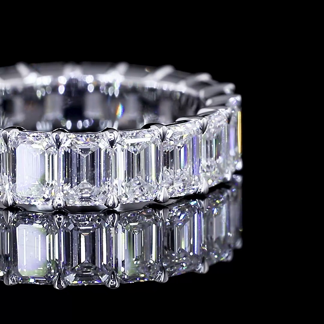 5.61 CTTW Emerald Lab Diamond Full Eternity Sz. 6 14k White Gold E Color and VS1 Clarity jewelry-spot-usa
