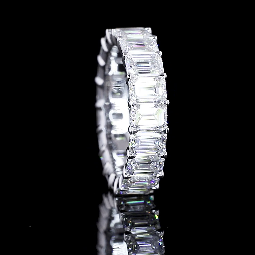 5.61 CTTW Emerald Lab Diamond Full Eternity Sz. 6 14k White Gold E Color and VS1 Clarity jewelry-spot-usa