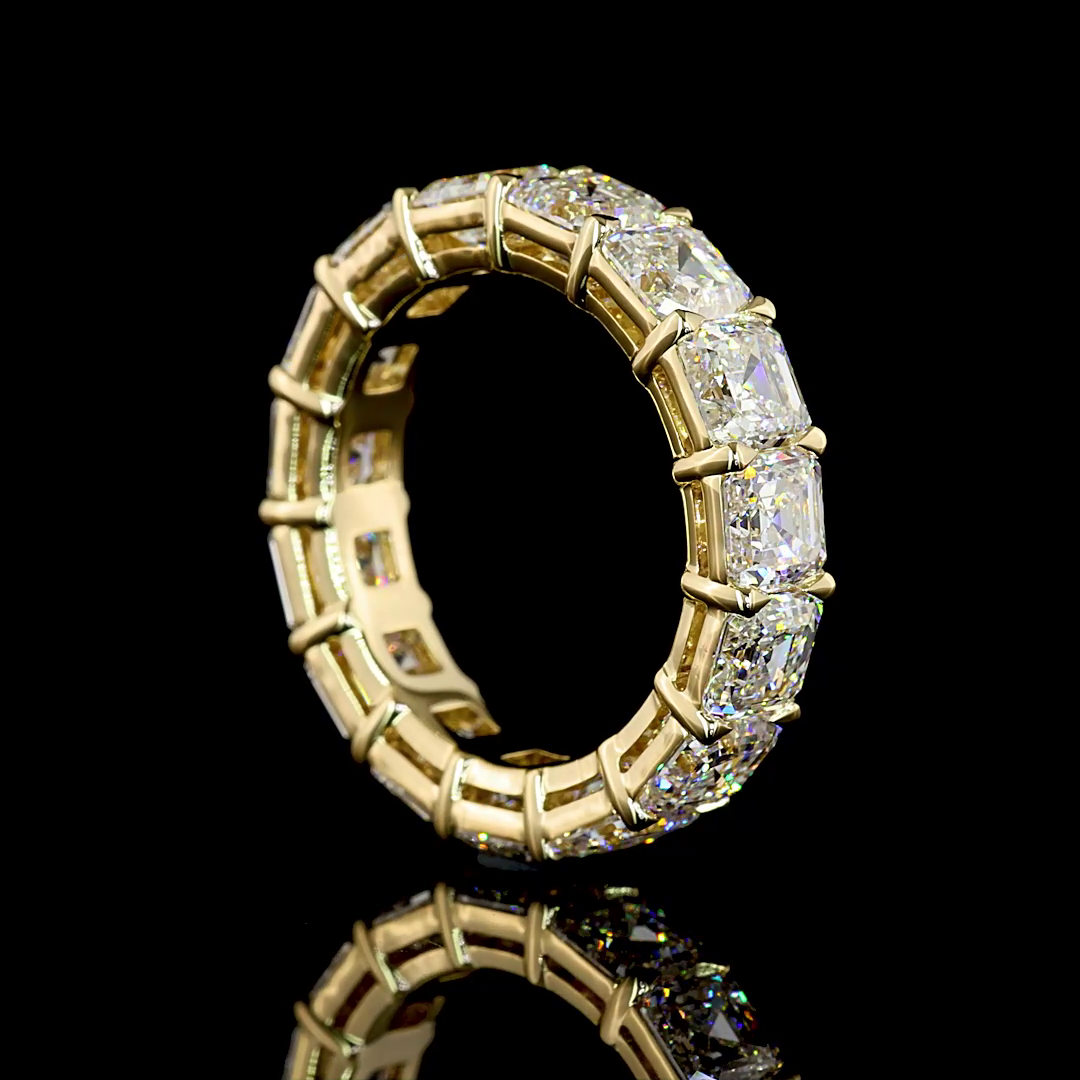 7.96 CTTW Asscher Lab Diamond Full Eternity Sz. 6.5 14k Yellow Gold E Color and VS Clarity jewelry-spot-usa