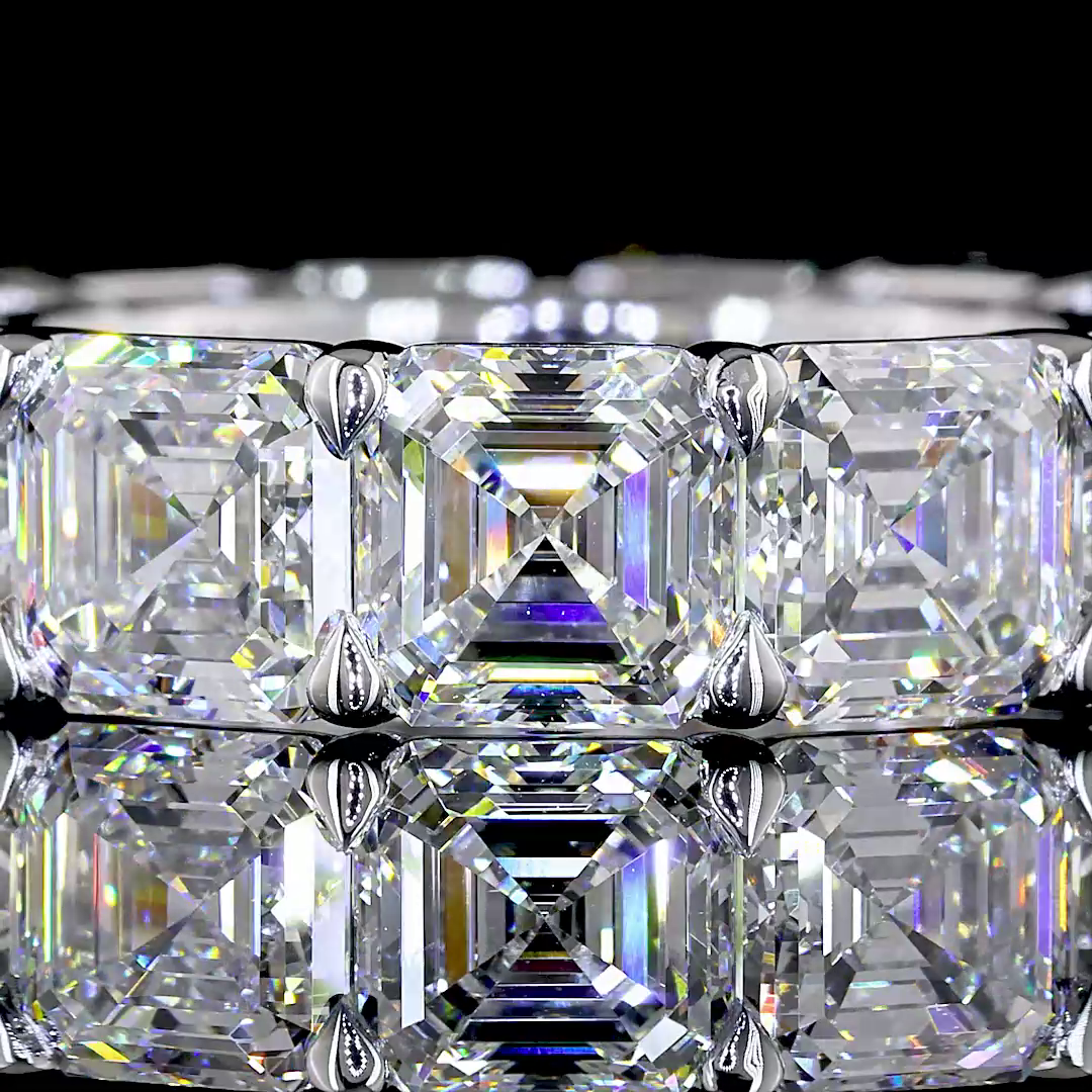 13.09 CTTW Asscher Lab Diamond Full Eternity Sz. 6.5 (E Color and VS1 Clarity)