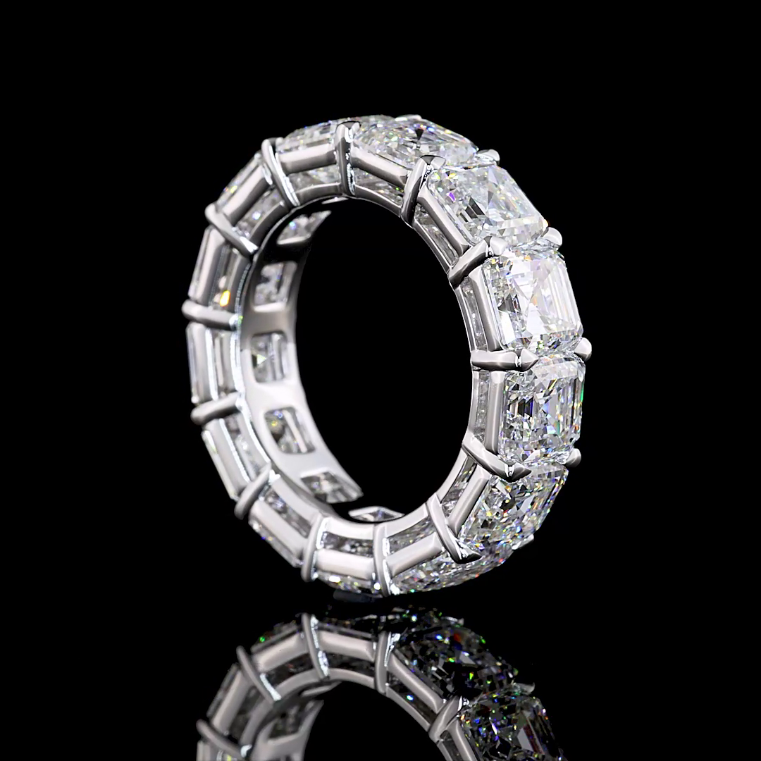 13.09 CTTW Asscher Lab Diamond Full Eternity Sz. 6.5 (E Color and VS1 Clarity)