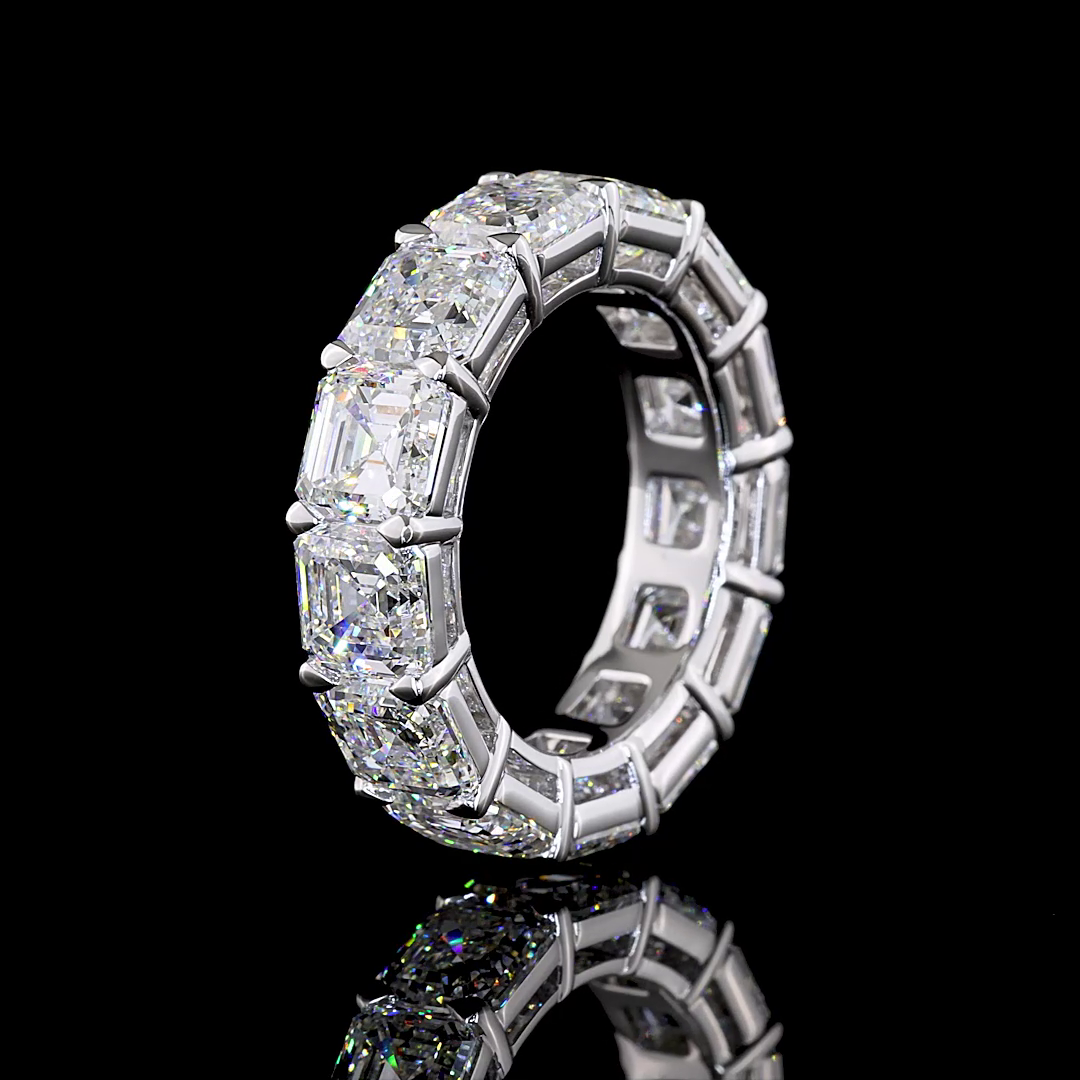 13.09 CTTW Asscher Lab Diamond Full Eternity Sz. 6.5 (E Color and VS1 Clarity)