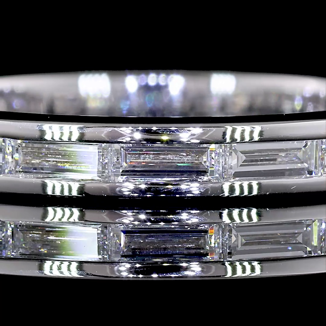 0.83 CTTW Baguette Lab Diamond 3/4 Eternity Band Sz. 6.5 14k White Gold E Color and VS1 Clarity jewelry-spot-usa