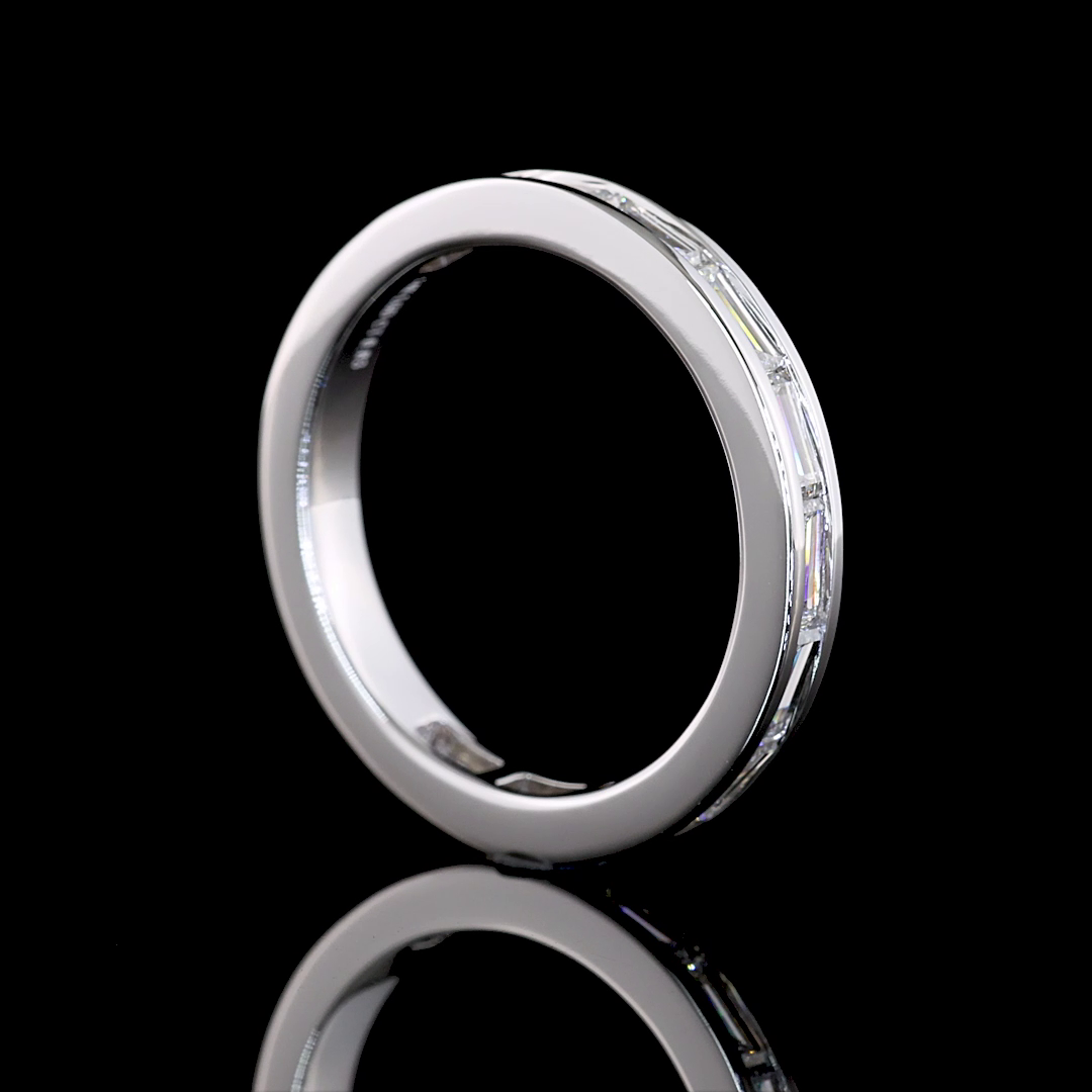 0.83 CTTW Baguette Lab Diamond 3/4 Eternity Band Sz. 6.5 14k White Gold E Color and VS1 Clarity jewelry-spot-usa