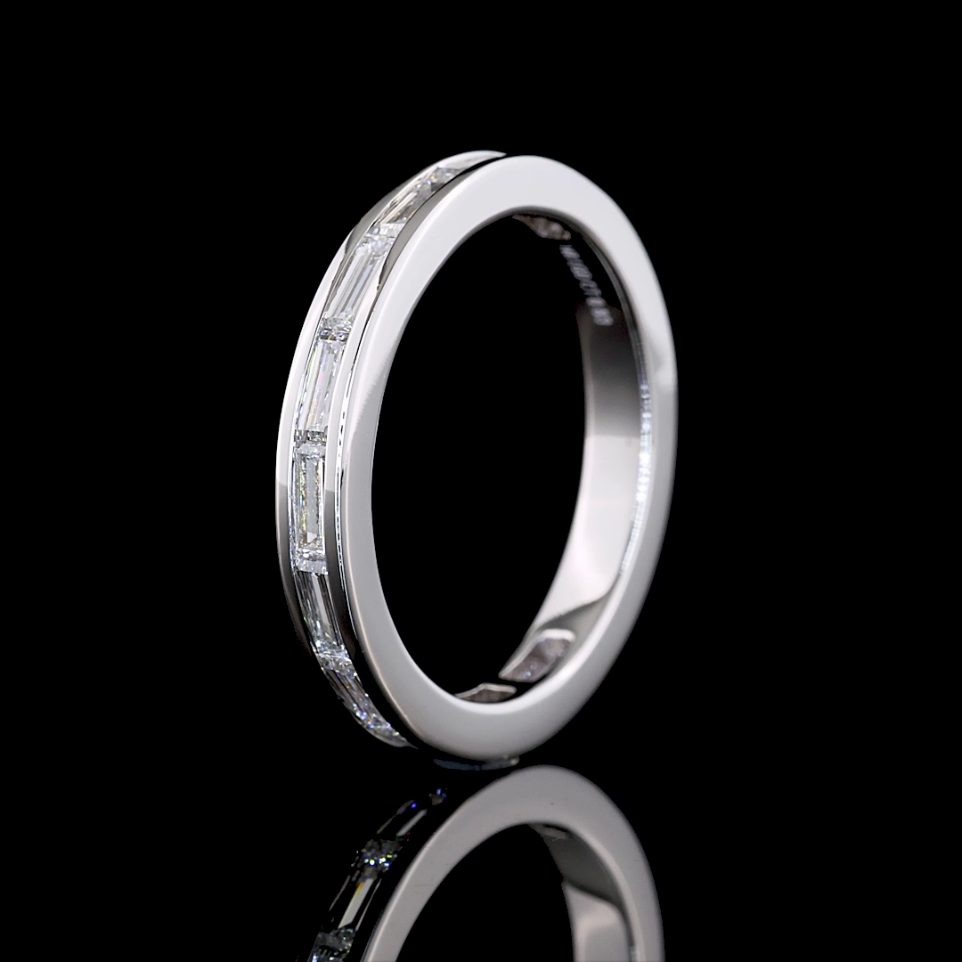 0.83 CTTW Baguette Lab Diamond 3/4 Eternity Band Sz. 6.5 14k White Gold E Color and VS1 Clarity jewelry-spot-usa