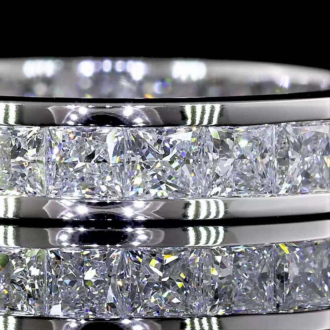 2.52 CTTW Princess Lab Diamond Full Eternity Sz. 6.5 14k White Gold E Color and VS Clarity jewelry-spot-usa