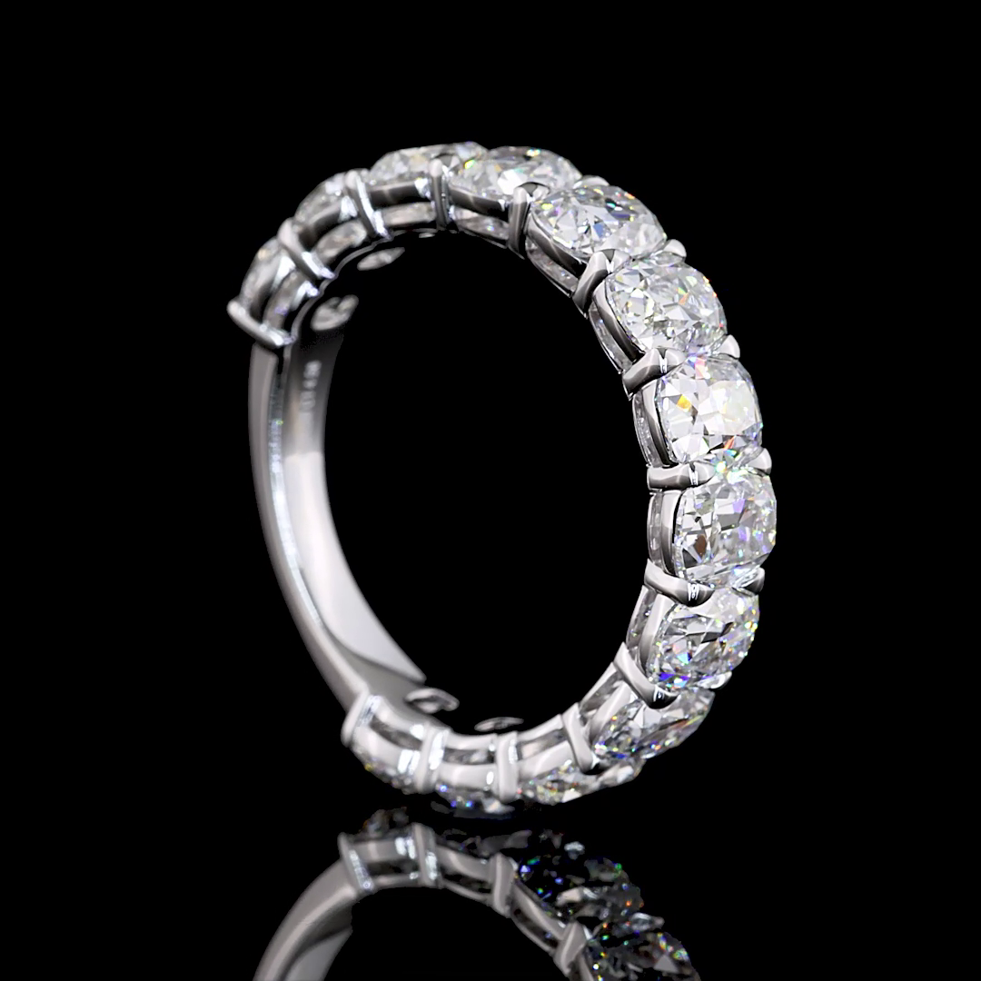 4.58 CTTW Antique Cushion Lab Diamond 3/4 Eternity Band Sz. 6.5 14k White Gold (E Color and VS Clarity)