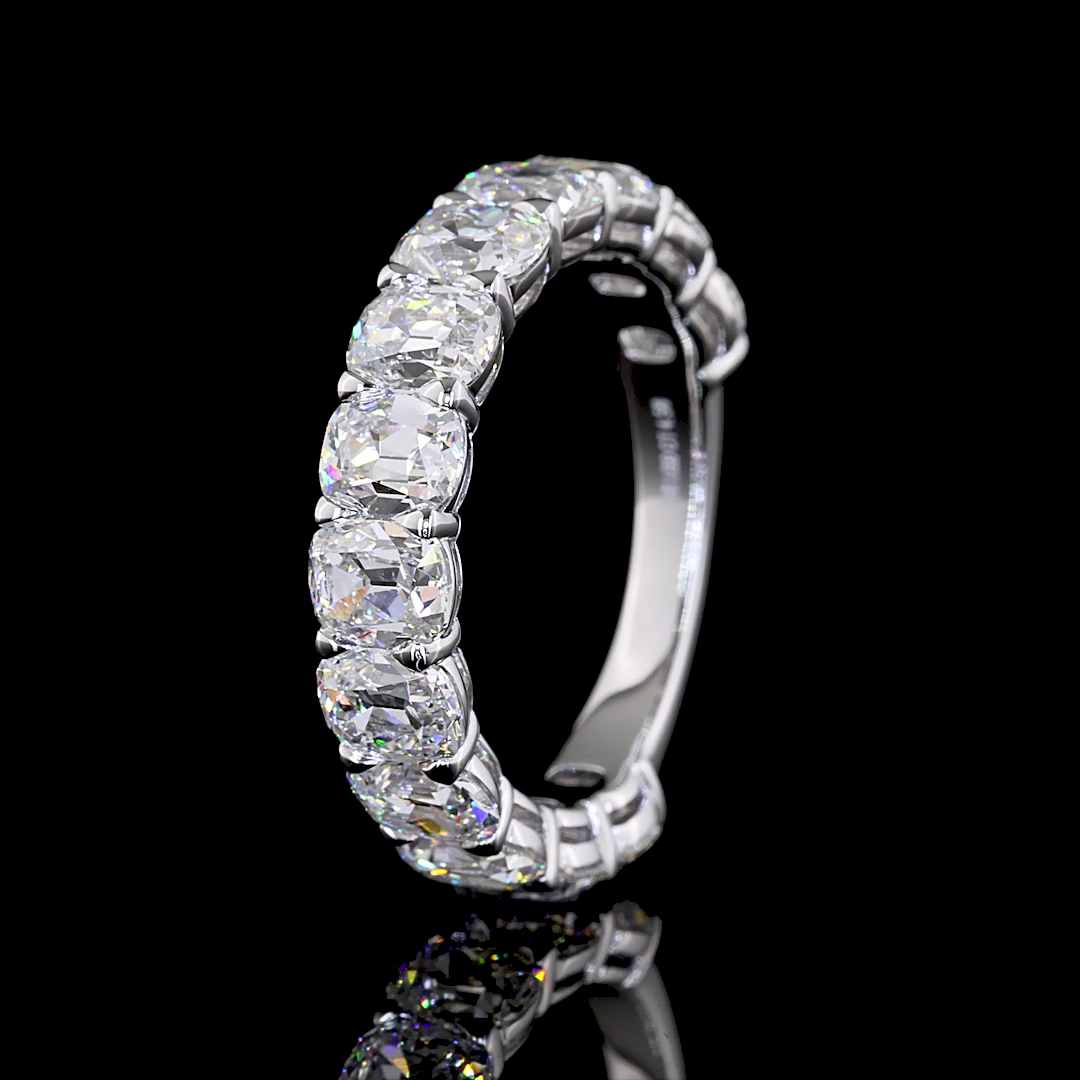 4.58 CTTW Antique Cushion Lab Diamond 3/4 Eternity Band Sz. 6.5 14k White Gold (E Color and VS Clarity)