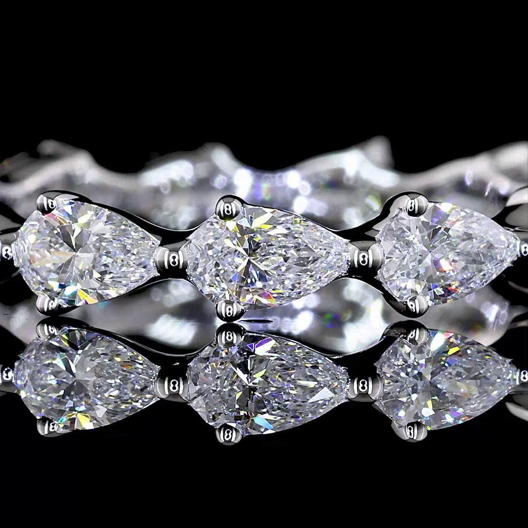 1.44 CTTW Pear Lab Diamond Full Eternity Sz. 6.5 14k White Gold E Color and VS Clarity jewelry-spot-usa