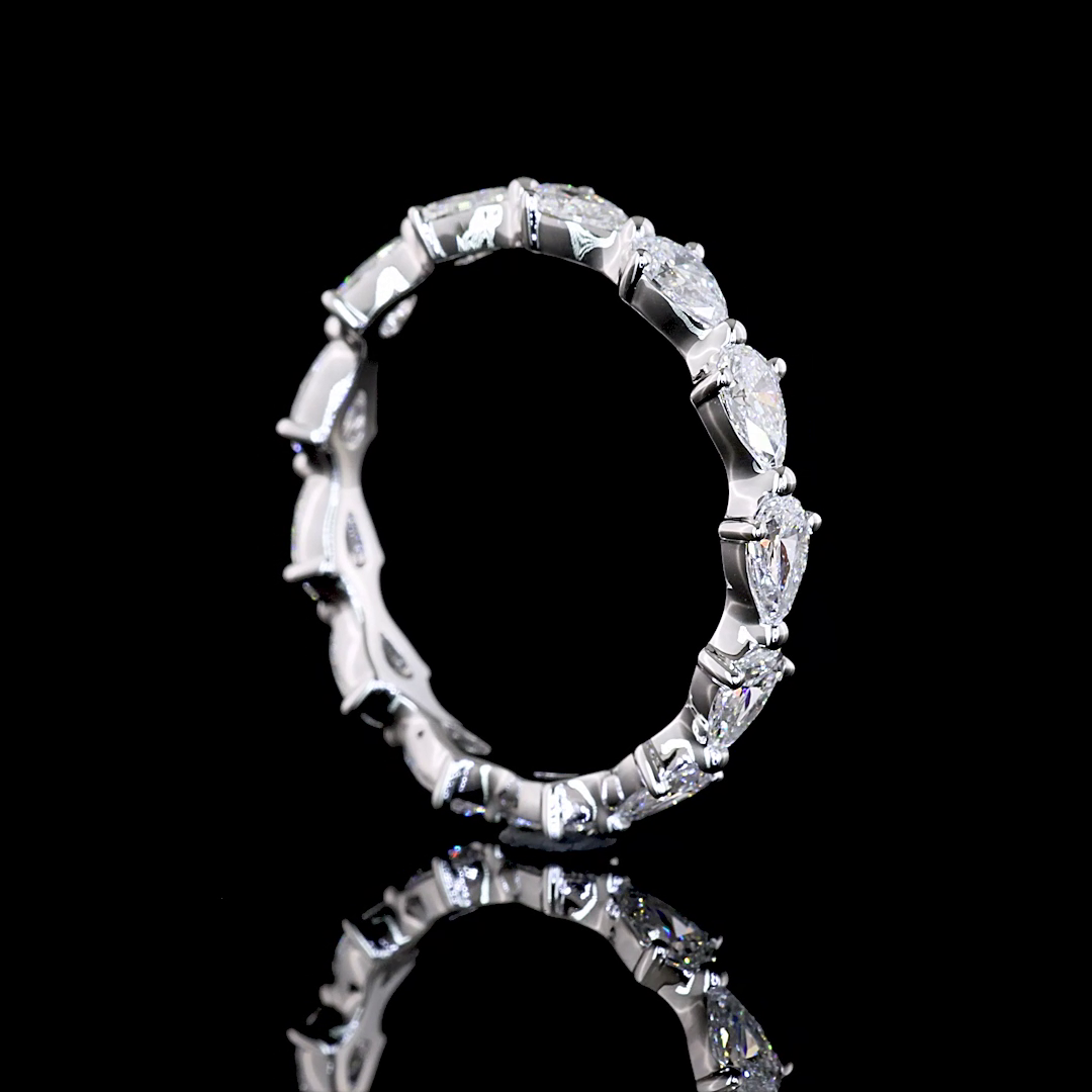 1.44 CTTW Pear Lab Diamond Full Eternity Sz. 6.5 14k White Gold E Color and VS Clarity jewelry-spot-usa