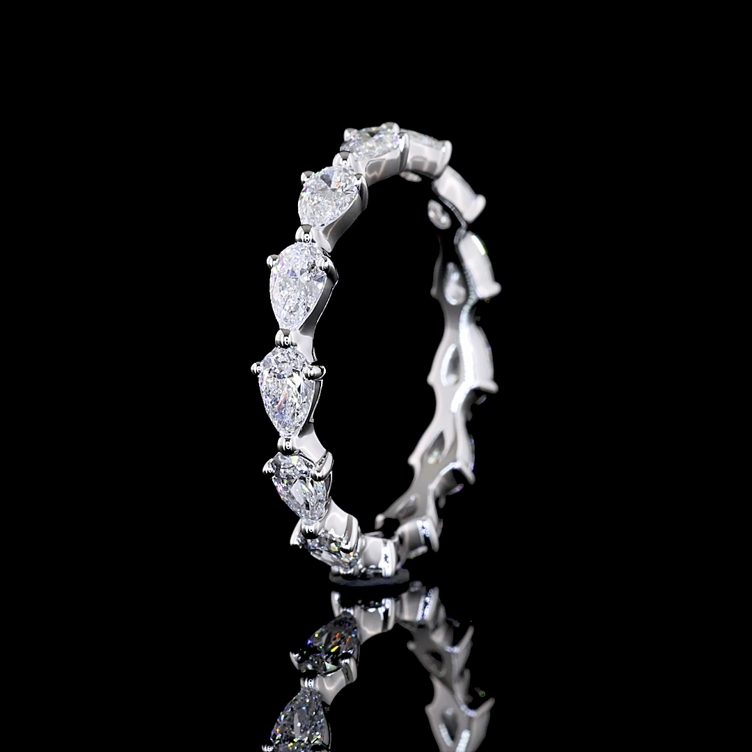 1.44 CTTW Pear Lab Diamond Full Eternity Sz. 6.5 14k White Gold E Color and VS Clarity jewelry-spot-usa