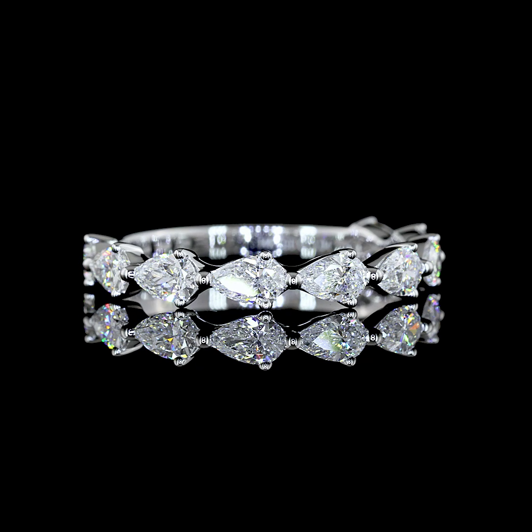 1.05 CTTW Pear Lab Diamond 3/4 Eternity Band Sz. 6.5 (E Color and VS Clarity)