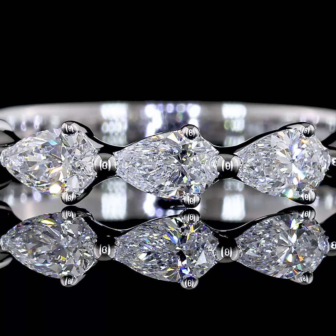 1.05 CTTW Pear Lab Diamond 3/4 Eternity Band Sz. 6.5 (E Color and VS Clarity)