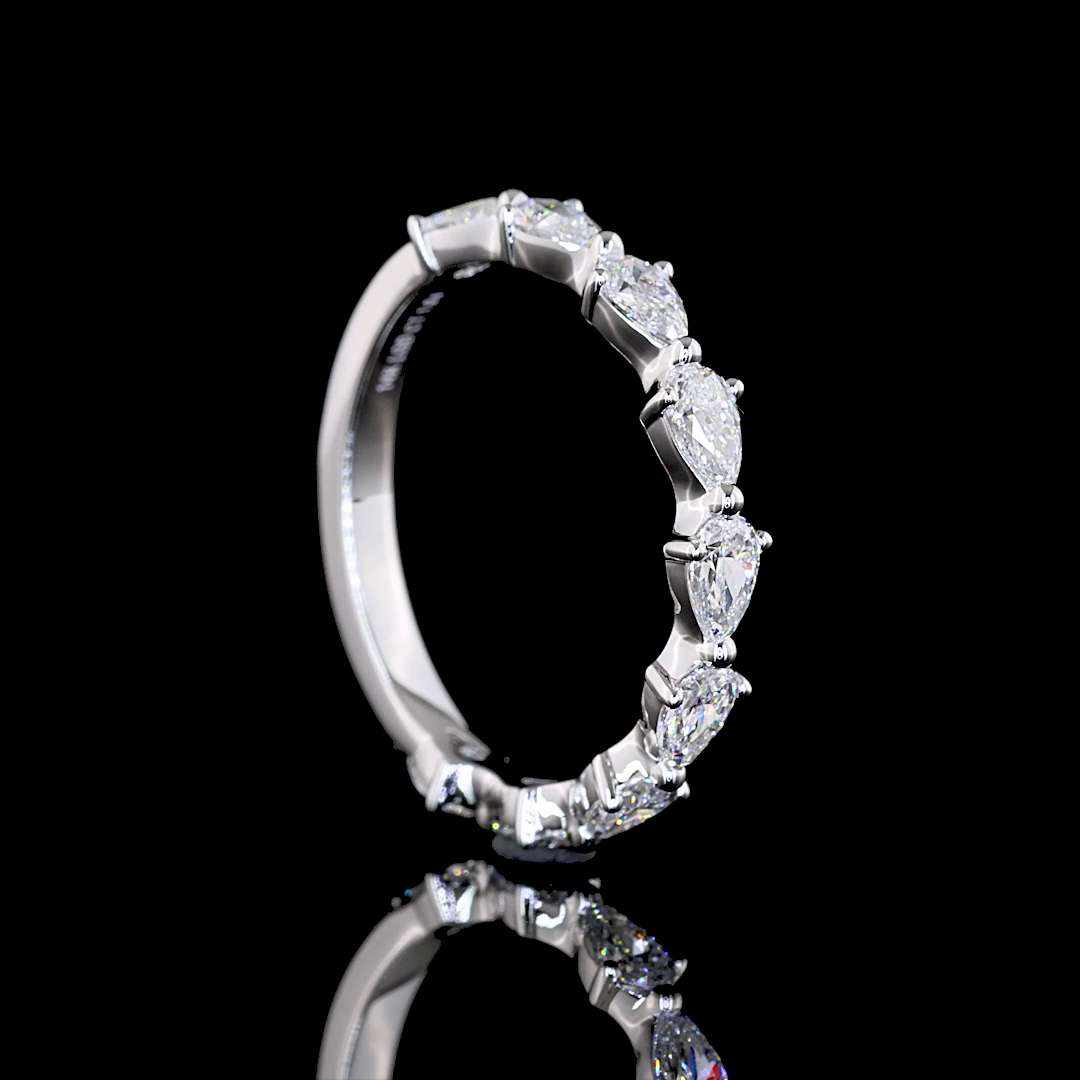 1.05 CTTW Pear Lab Diamond 3/4 Eternity Band Sz. 6.5 (E Color and VS Clarity)