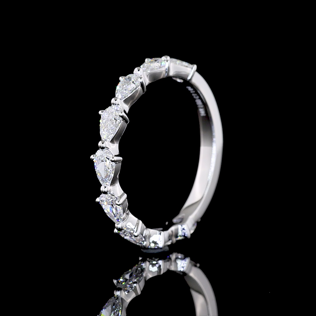 1.05 CTTW Pear Lab Diamond 3/4 Eternity Band Sz. 6.5 (E Color and VS Clarity)