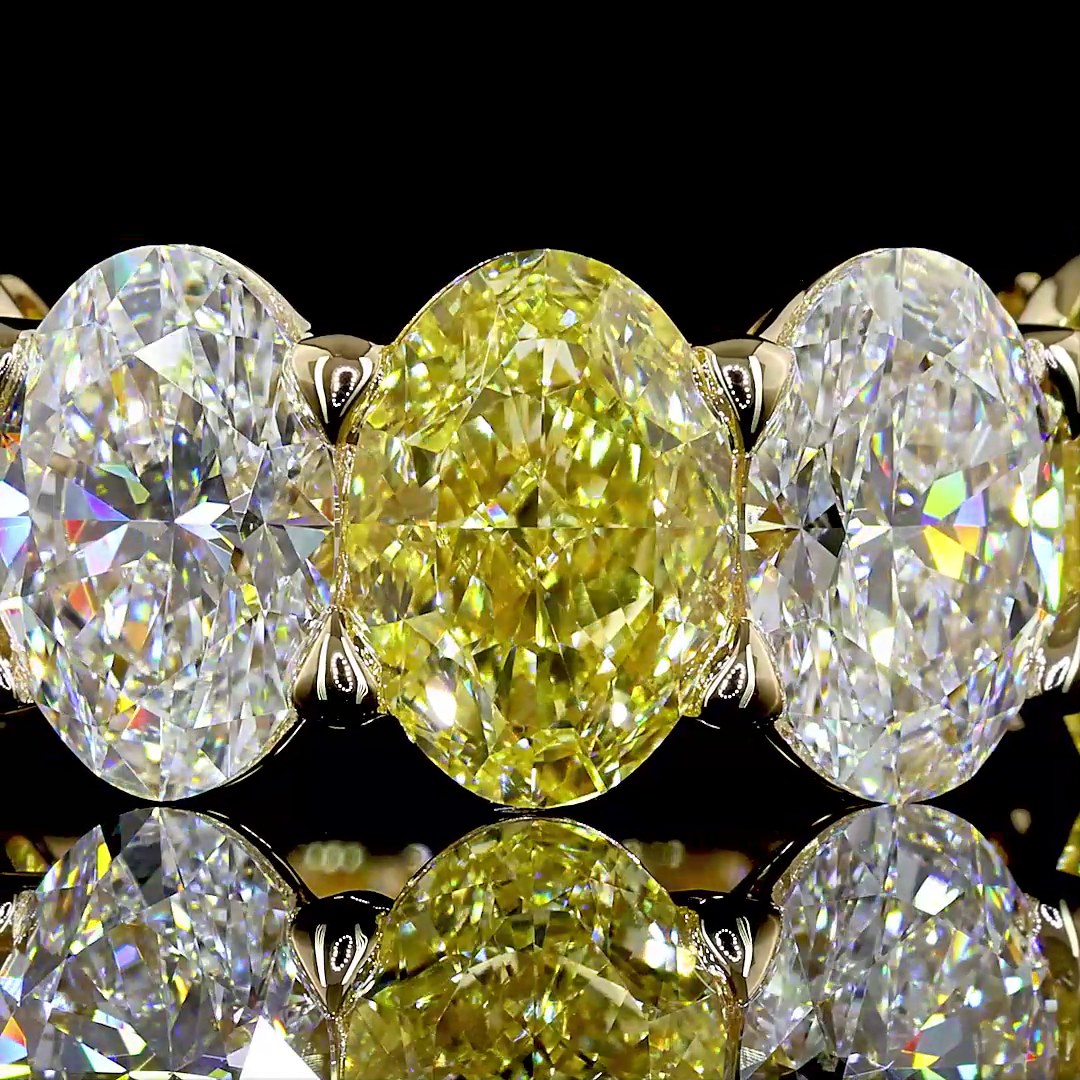 7.92 CTTW Oval Lab Diamond 7 Stones Eternity Band Sz. 6.5 14k Yellow Gold Fancy Vivid Yellow Color and VS2 Clarity jewelry-spot-usa