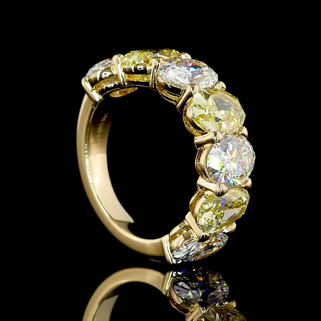7.92 CTTW Oval Lab Diamond 7 Stones Eternity Band Sz. 6.5 14k Yellow Gold Fancy Vivid Yellow Color and VS2 Clarity jewelry-spot-usa